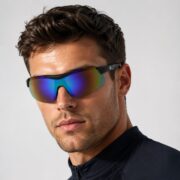 Okulary rowerowe do biegania sportowe przeciwsłoneczne z polaryzacją zielone lustrzane - PolarZONE 447-11 - obrazek 2