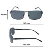 Okulary przeciwsłoneczne męskie z polaryzacją czarne pilotki prostokątne - PolarZONE 94-3 - obrazek 4