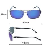Okulary przeciwsłoneczne męskie z polaryzacją niebieskie lustrzane pilotki prostokątne - PolarZONE 95-10 - obrazek 4