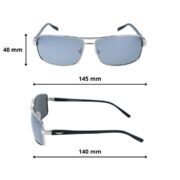 Okulary przeciwsłoneczne męskie z polaryzacją srebrne lustrzane pilotki prostokątne - PolarZONE 95-4 - obrazek 4