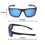 Bardzo duże okulary przeciwsłoneczne męskie z polaryzacją niebieskie lustrzane - PolarZONE 452-10 - obrazek 4