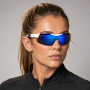 Okulary rowerowe do biegania sportowe przeciwsłoneczne z polaryzacją niebieskie lustrzane - PolarZONE 448-10 - obrazek 2