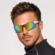 Okulary rowerowe do biegania sportowe przeciwsłoneczne z polaryzacją czerwone lustrzane - PolarZONE 448-8 - obrazek 2