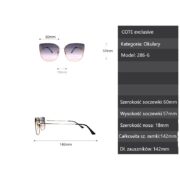 Okulary przeciwsłoneczne damskie z filtrem UV kocie różowe - COTE exclusive 286-6 - obrazek 6