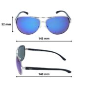 Okulary przeciwsłoneczne męskie z polaryzacją niebieskie lustrzane pilotki - PolarZONE 52-10 - obrazek 4