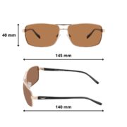Okulary przeciwsłoneczne męskie z polaryzacją brązowe pilotki prostokątne złote - PolarZONE 94-2 - obrazek 5