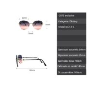 Okulary przeciwsłoneczne damskie z filtrem UV kocie szaro-różowe - COTE exclusive 242-3-6 - obrazek 6