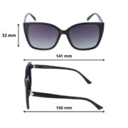 Okulary przeciwsłoneczne damskie z polaryzacją kocie czarne - PolarZONE 861-1 - obrazek 5
