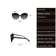 Okulary przeciwsłoneczne damskie z polaryzacją kocie czarne - PolarZONE 867-1 - obrazek 6