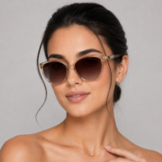 Okulary przeciwsłoneczne damskie z polaryzacją brązowe kocie oczy - PZ-720-15 - obrazek 2