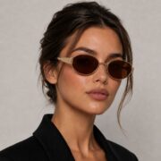 Okulary przeciwsłoneczne damskie z polaryzacją brązowe retro vintage - PZ 126-2 - obrazek 2