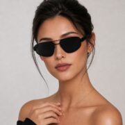 Okulary przeciwsłoneczne damskie z polaryzacją czarne retro vintage - PZ 128-1 - obrazek 2