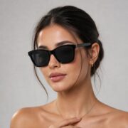 Okulary przeciwsłoneczne damskie z polaryzacją czarne nerdy - PZ 943-1 - obrazek 2