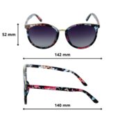 Okulary przeciwsłoneczne damskie z polaryzacją czarne kwiatowe lenonki - PZ-727A - obrazek 4