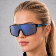Okulary rowerowe do biegania fotochromowe przeciwsłoneczne sportowe niebieskie - PZ 374F-10 - obrazek 2
