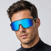 Okulary rowerowe do biegania przeciwsłoneczne polaryzacyjne sportowe niebieskie - SP350-DGB - obrazek 2