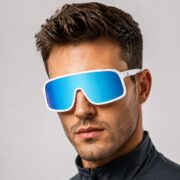 Okulary rowerowe do biegania przeciwsłoneczne polaryzacyjne sportowe niebieskie - SP350-W - obrazek 2