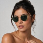 Okulary przeciwsłoneczne damskie z polaryzacją zielone retro vintage kocie - PZ 130-11 - obrazek 2