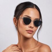 Okulary przeciwsłoneczne damskie z polaryzacją czarne retro vintage kocie - PZ 130-4 - obrazek 2