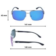Okulary przeciwsłoneczne męskie z polaryzacją niebieskie lustrzane pilotki prostokątne - PZ 111-10 - obrazek 4