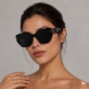 Okulary przeciwsłoneczne damskie z polaryzacją czarne muchy - PZ-1021-1 - obrazek 2