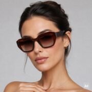 Okulary przeciwsłoneczne damskie z polaryzacją brązowe muchy - PZ 1030-2 - obrazek 2