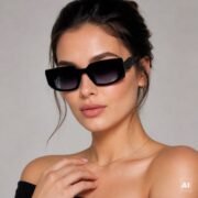 Okulary przeciwsłoneczne damskie z polaryzacją czarne retro vintage - PZ 1038-1 - obrazek 2