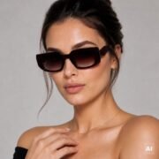 Okulary przeciwsłoneczne damskie z polaryzacją brązowe retro vintage - PZ 1038-2 - obrazek 2