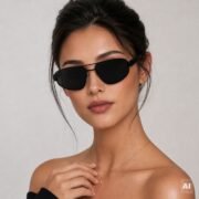 Okulary przeciwsłoneczne damskie z polaryzacją czarne retro vintage - PZ 128-1 - obrazek 2