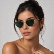 Okulary przeciwsłoneczne damskie z polaryzacją zielone retro vintage kocie - PZ 130-11 - obrazek 2