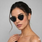 Okulary przeciwsłoneczne damskie z polaryzacją czarne retro vintage kocie - PZ 130-3 - obrazek 2