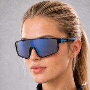 Okulary rowerowe do biegania fotochromowe przeciwsłoneczne sportowe niebieskie - PZ 374F-10 - obrazek 2