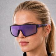 Okulary rowerowe do biegania fotochromowe przeciwsłoneczne sportowe fioletowe - PZ 374F-7 - obrazek 2
