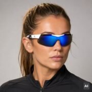 Okulary rowerowe do biegania sportowe przeciwsłoneczne z polaryzacją niebieskie lustrzane - PolarZONE 448-10 - obrazek 2