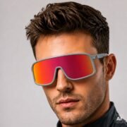 Okulary rowerowe do biegania przeciwsłoneczne polaryzacyjne sportowe czerwone - SP350-GY - obrazek 2