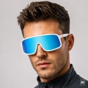 Okulary rowerowe do biegania przeciwsłoneczne polaryzacyjne sportowe niebieskie - SP350-W - obrazek 2